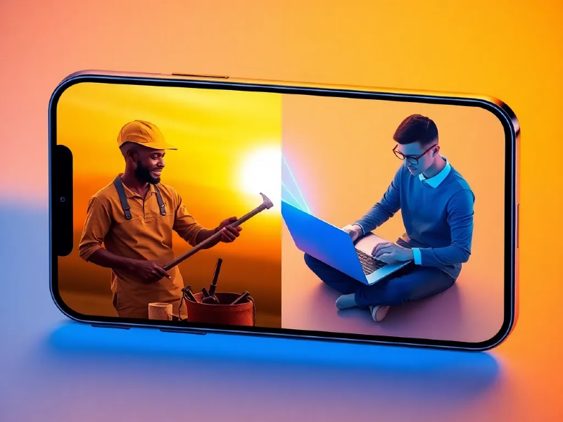 HustleLink mobile app connecting Nigerian artisans with digital professionals